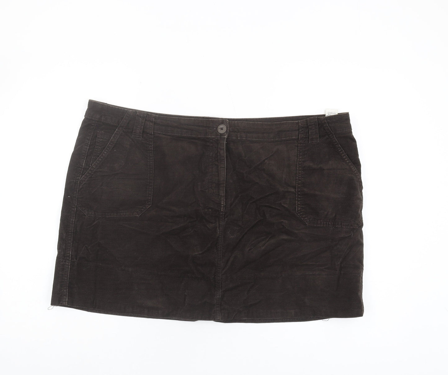 Marks and Spencer Women's Black Corduroy Skirt, Size 22