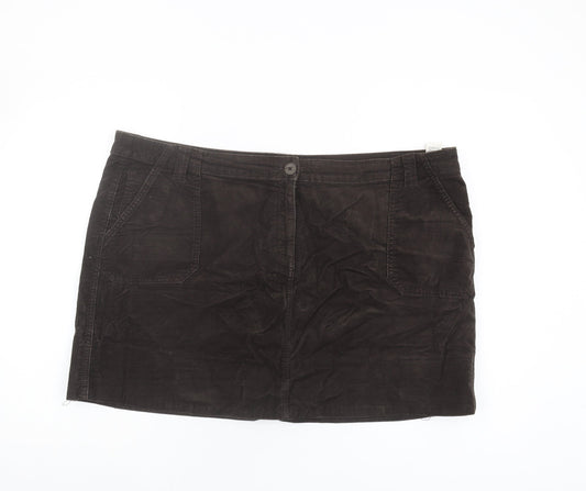 Marks and Spencer Women's Black Corduroy Skirt, Size 22