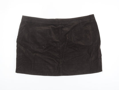 Marks and Spencer Women's Black Corduroy Skirt, Size 22