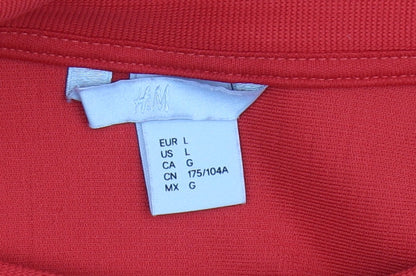 H&M Women's Red Midi Dress L - Casual Crew Neck