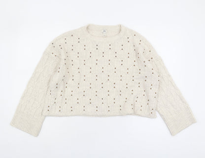 Womens UK Size M River Island Ivory Pullover Jumper