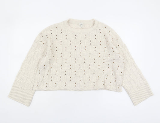 Womens UK Size M River Island Ivory Pullover Jumper