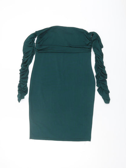 PrettyLittleThing Women's Green Bodycon Dress Size 12