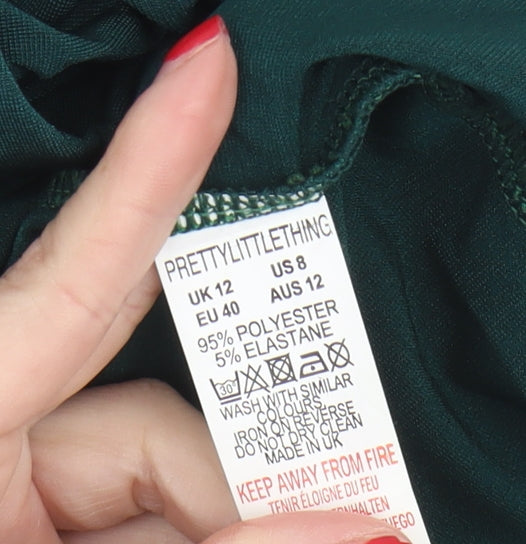 PrettyLittleThing Women's Green Bodycon Dress Size 12