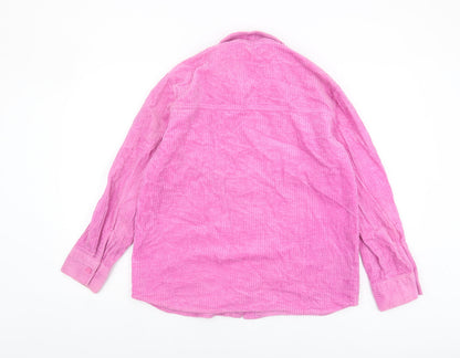 H&M Women's Pink Corduroy Button-Up Shirt XS