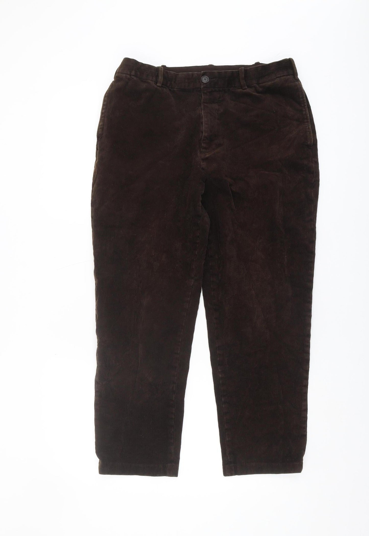 Men's Brown Corduroy Chino Trousers, M