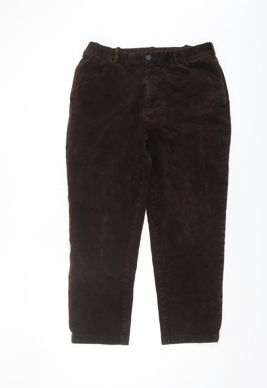 Men's Brown Corduroy Chino Trousers, M