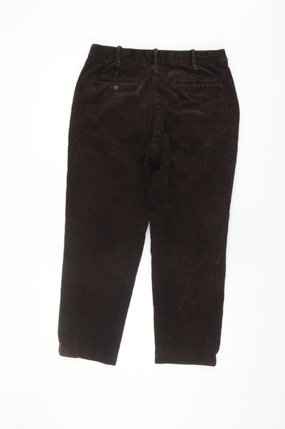 Men's Brown Corduroy Chino Trousers, M