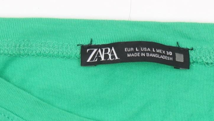 Womens UK Size 12 Zara Green Basic T-Shirt