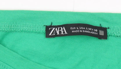 Womens UK Size 12 Zara Green Basic T-Shirt