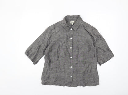 Womens UK Size 12 Viyella Grey Basic Button-Up