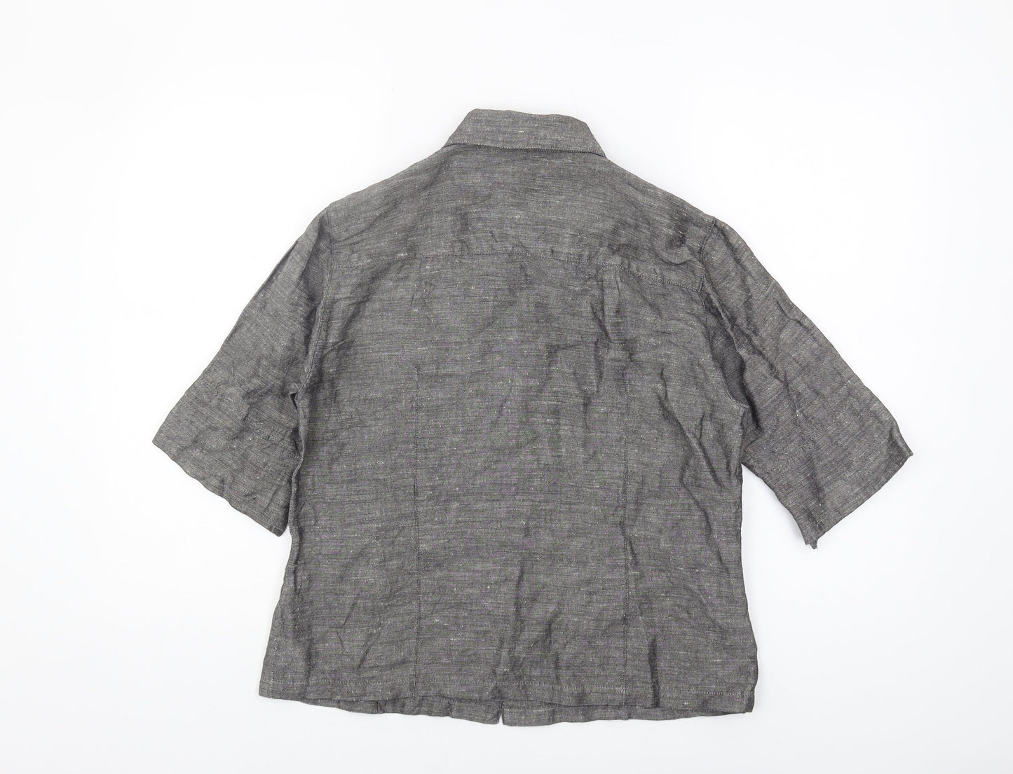 Womens UK Size 12 Viyella Grey Basic Button-Up