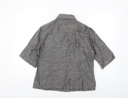 Womens UK Size 12 Viyella Grey Basic Button-Up