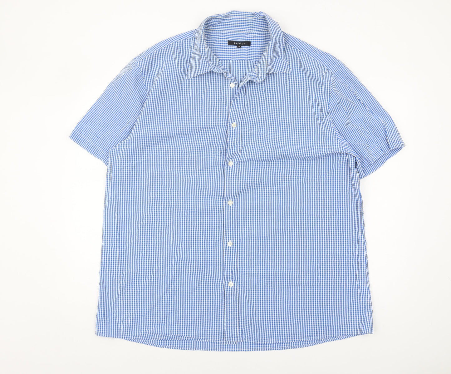 Jaeger Men's Blue Check Short Sleeve Shirt 2XL