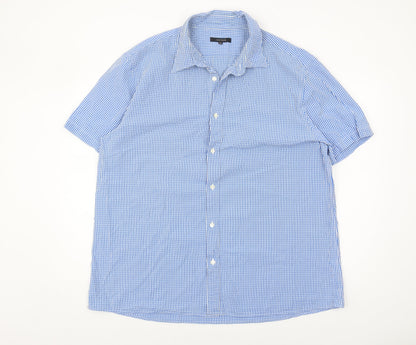 Jaeger Men's Blue Check Short Sleeve Shirt 2XL