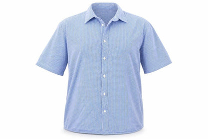 Jaeger Men's Blue Check Short Sleeve Shirt 2XL