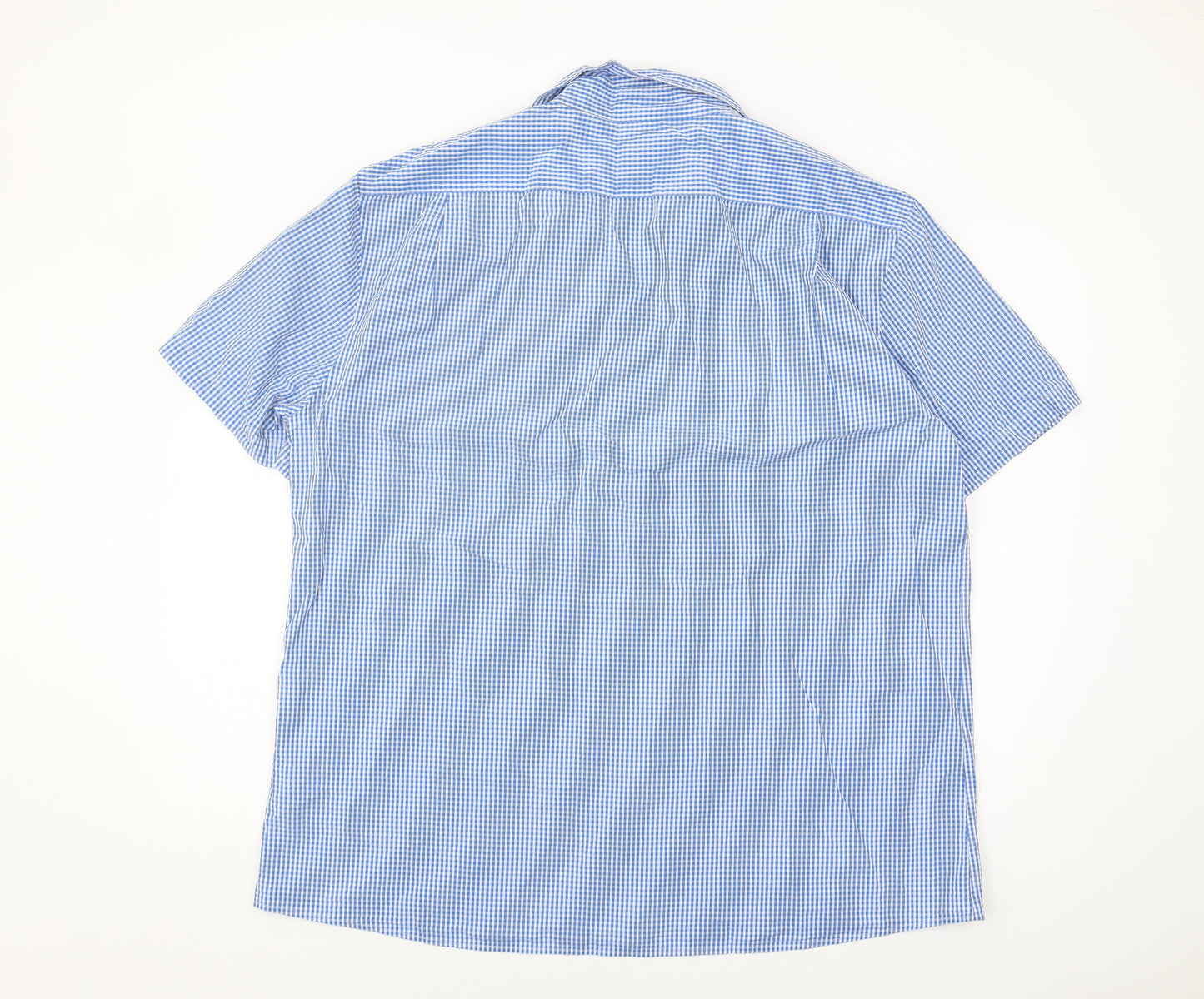 Jaeger Men's Blue Check Short Sleeve Shirt 2XL