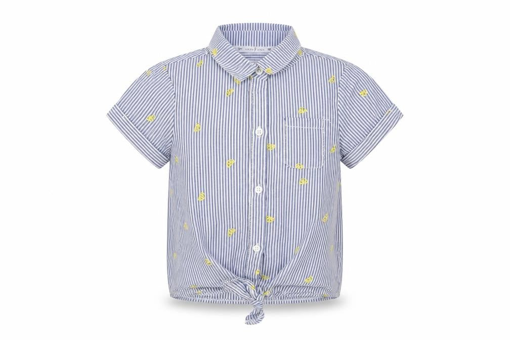 Front view of Jasper Conran girls’ blue striped button-up shirt 8 years