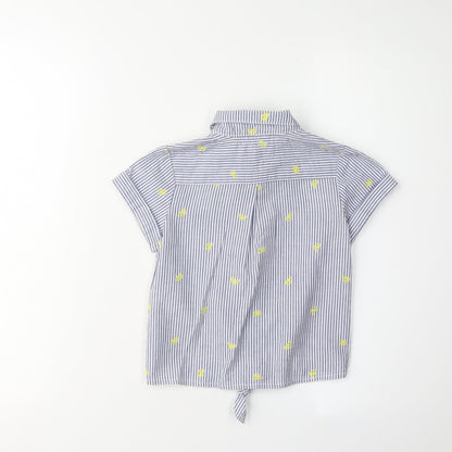 Jasper Conran Girls Blue Striped Button-Up Shirt 8 Years