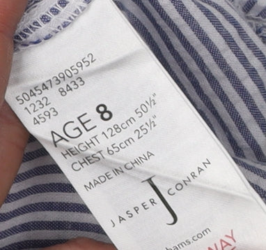 Jasper Conran Girls Blue Striped Button-Up Shirt 8 Years