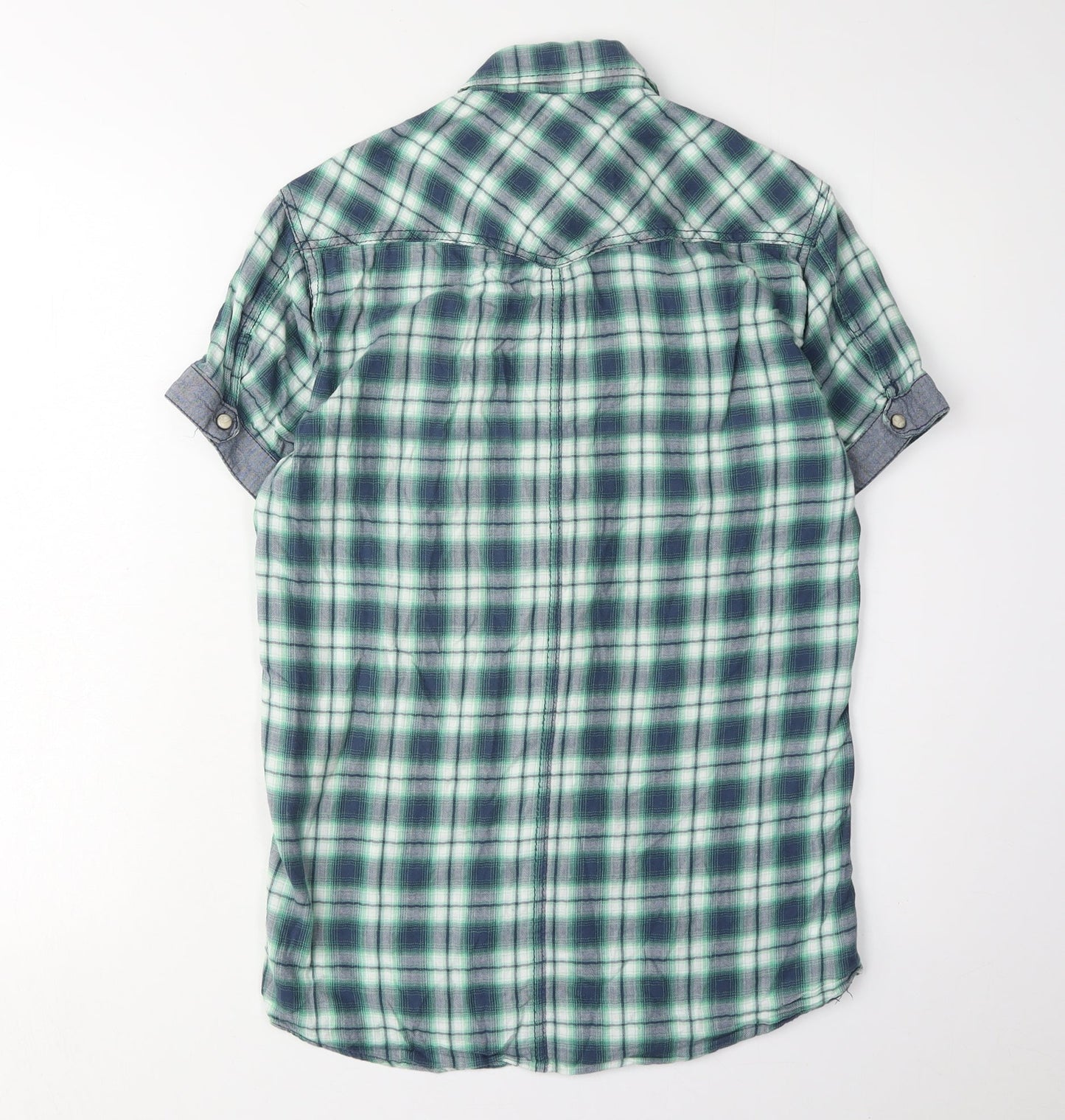 Jack & Jones Men's Green Plaid Short Sleeve Shirt S