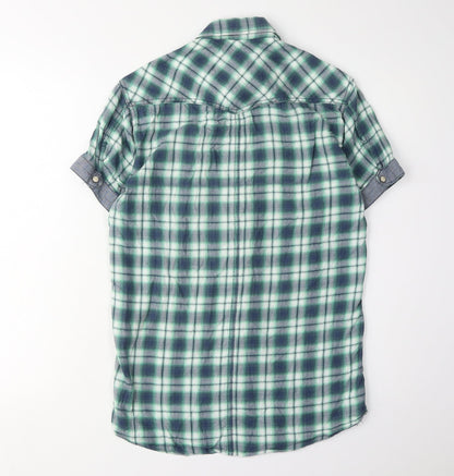 Jack & Jones Men's Green Plaid Short Sleeve Shirt S