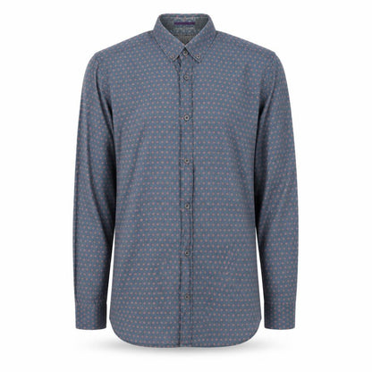 Ted Baker Men's Blue Geometric Shirt, Size M, Long Sleeve