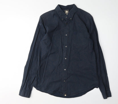 Per Gots Men's Blue Paisley Shirt, S, Button-Up