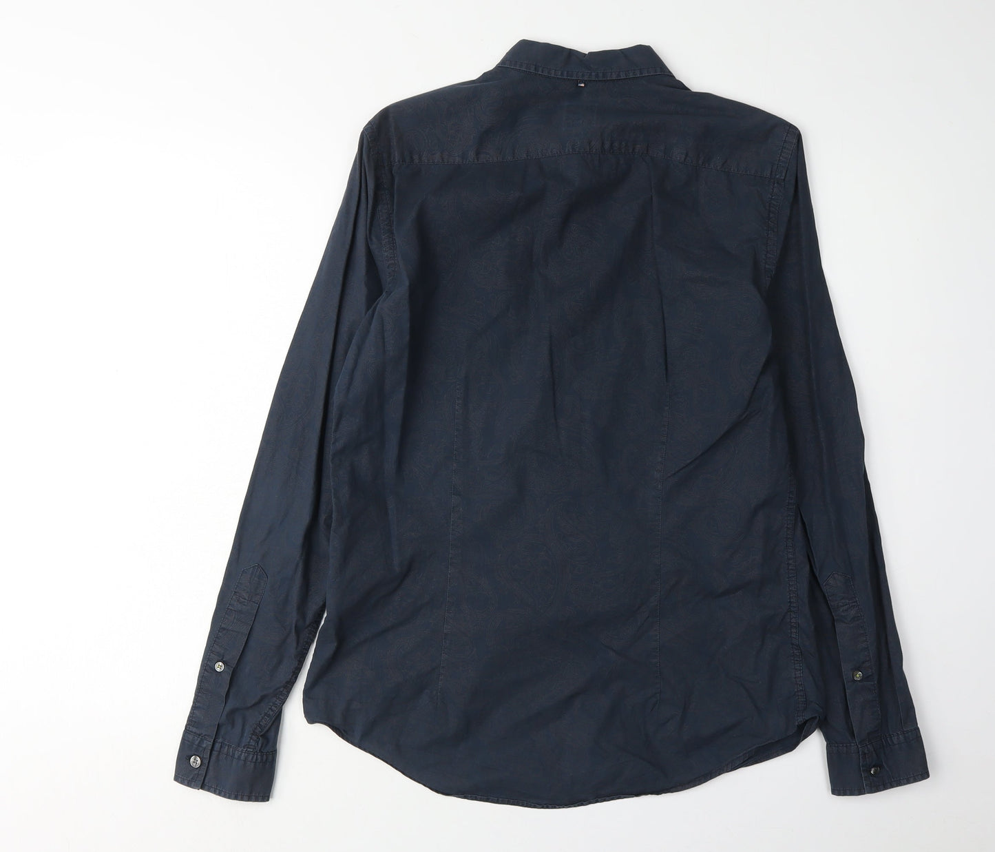 Per Gots Men's Blue Paisley Shirt, S, Button-Up