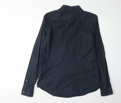 Per Gots Men's Blue Paisley Shirt, S, Button-Up