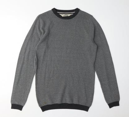 Tokyo Laundry Men's Grey Striped Pullover Jumper