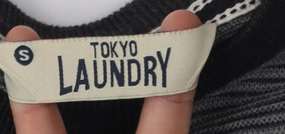 Tokyo Laundry Men's Grey Striped Pullover Jumper