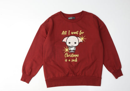 Unisex Adults UK Size Small Harry Potter Red Pullover Sweatshirt