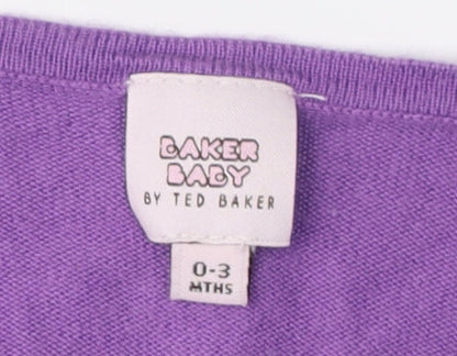 Ted Baker Unisex Baby Purple Cardigan 0-3 Mths