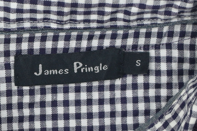 James Pringle Men's Purple V-Neck Check Jumper, Size S
