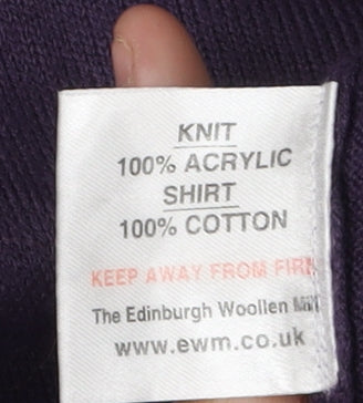 James Pringle Men's Purple V-Neck Check Jumper, Size S