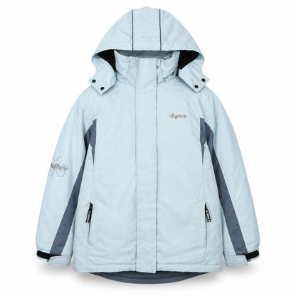 Front view of Surfanic girls’ blue parka jacket with hood, size 24