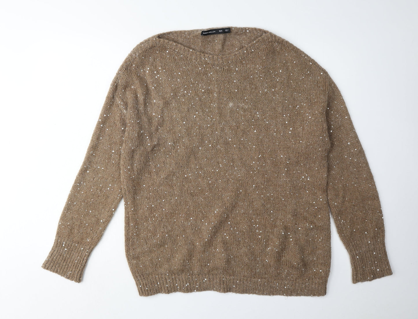 Karen Millen Women’s Brown Sequin Pullover Jumper Size XS