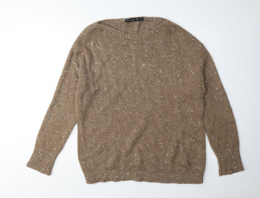 Karen Millen Women’s Brown Sequin Pullover Jumper Size XS