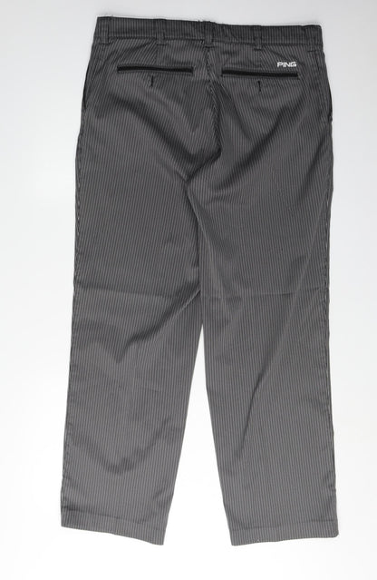 Ping Men's Black Striped Trousers Size 38