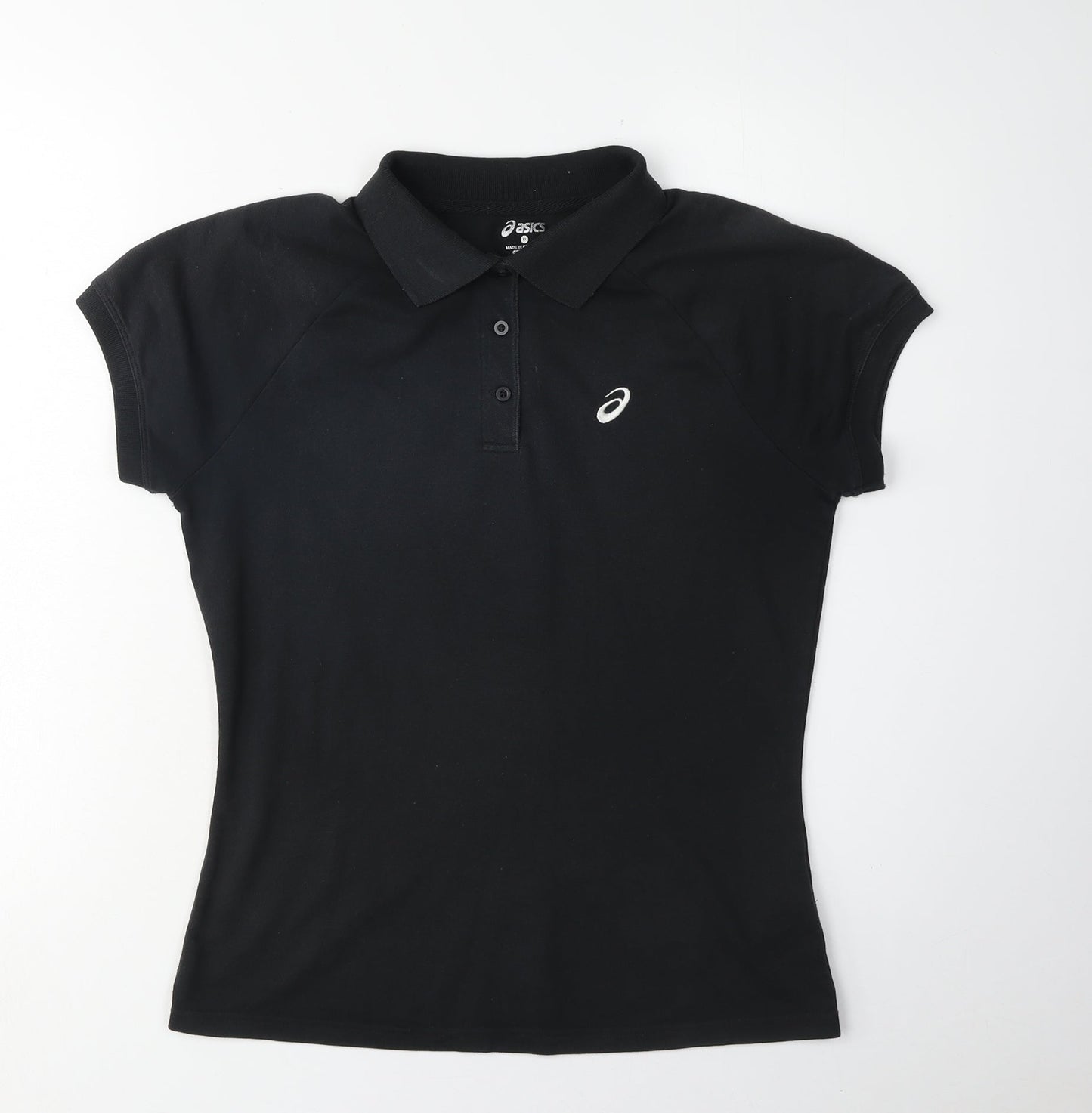 Womens UK Size M ASICS Black Basic Polo