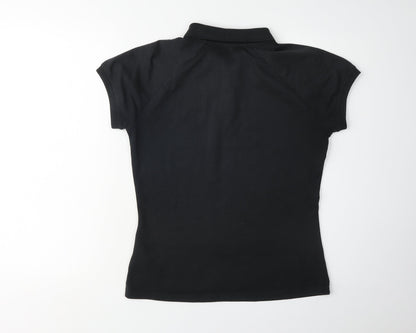 Womens UK Size M ASICS Black Basic Polo