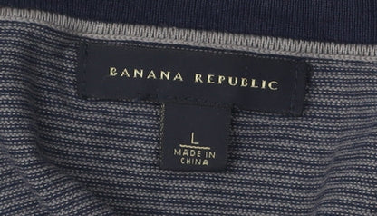 Banana Republic Men's Blue Striped Cardigan Size L