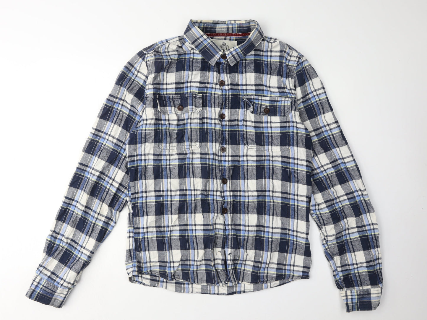 Fresh Men's Blue Plaid Long Sleeve Shirt 2XL