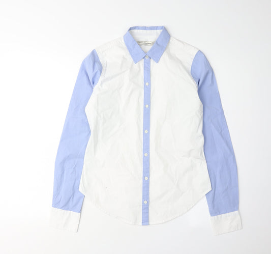 Abercrombie & Fitch Women's White Blue Button-Up XS