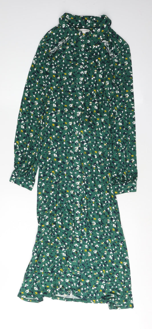 Monsoon Women's Green Floral Shirt Dress S