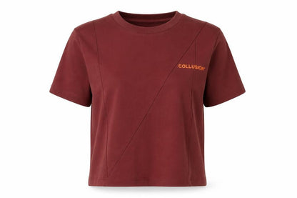 Womens UK Size 10 COLLUSION Brown Basic T-Shirt