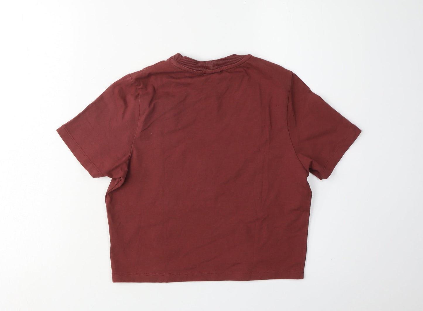 Womens UK Size 10 COLLUSION Brown Basic T-Shirt