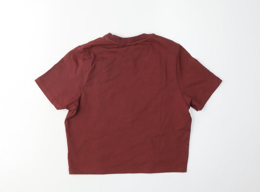 Womens UK Size 10 COLLUSION Brown Basic T-Shirt