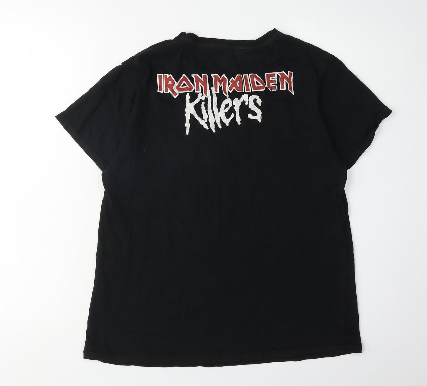 Pull & Bear Men's Black Iron Maiden Band T-Shirt, Size S